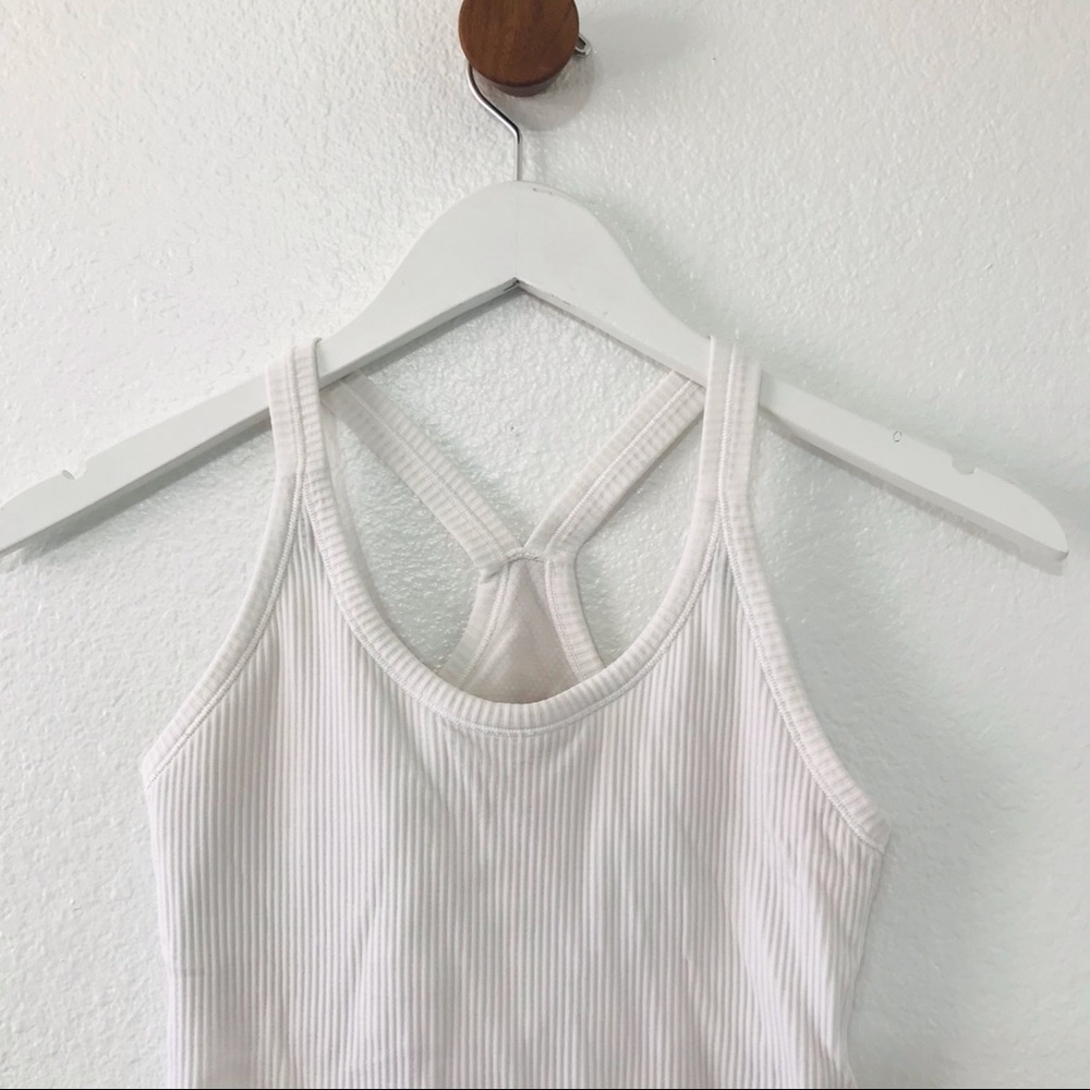 Lululemon White Ribbed Racerback Tank Top 4 - Picture 3 of 6